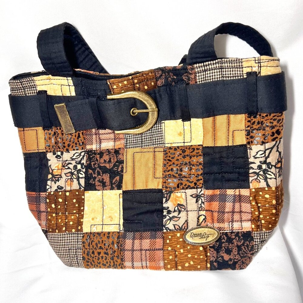 Donna Sharp Quilted Belt Buckle Purse-Brown Mix Medium Shoulder/Tote Purse Bag - Picture 5 of 16